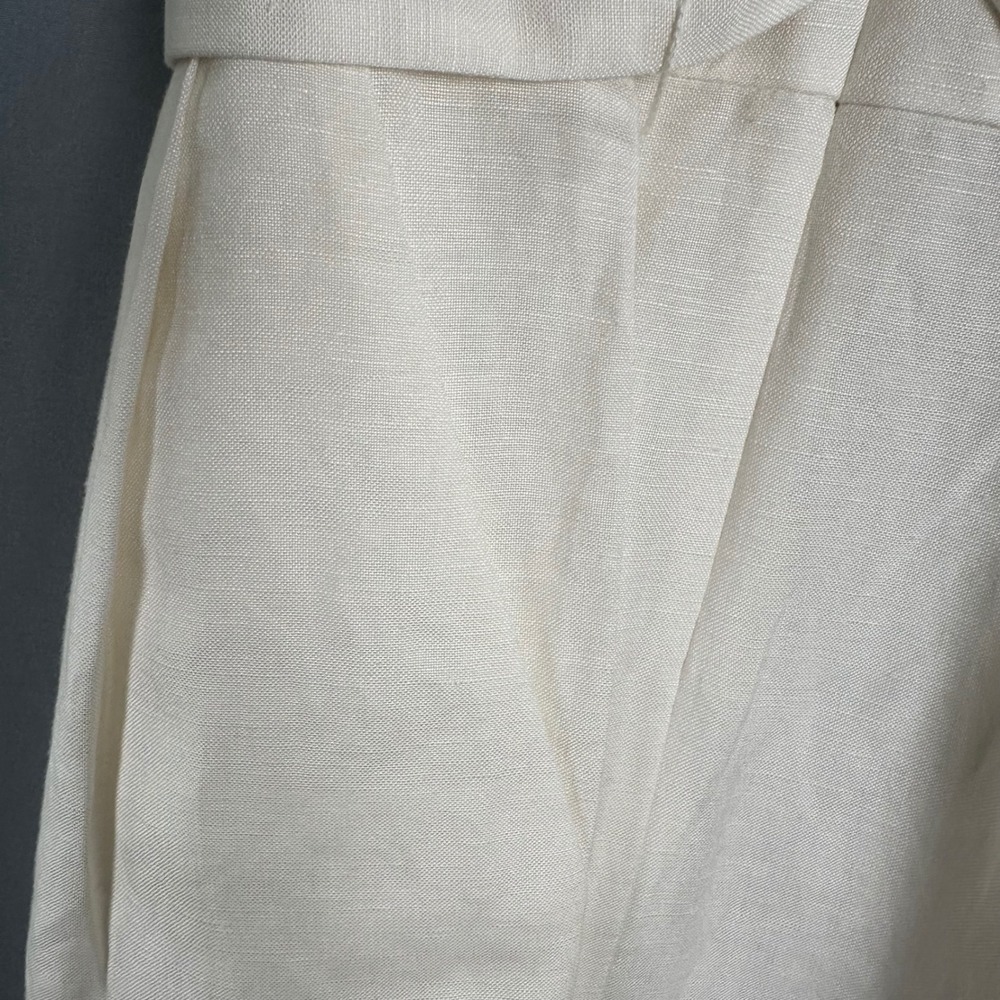 LOFT Womens 8 White Linen Blend Wide Leg Cropped Jumpsuit Romper Tie Waist - Picture 5 of 13